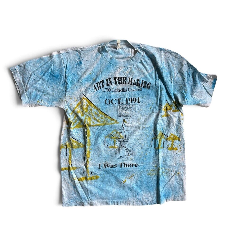 Rare Grail: 1991 CHRISTO and Jeanne-Claude "THE UMBRELLAS" Art T Shirt, S, AOP
